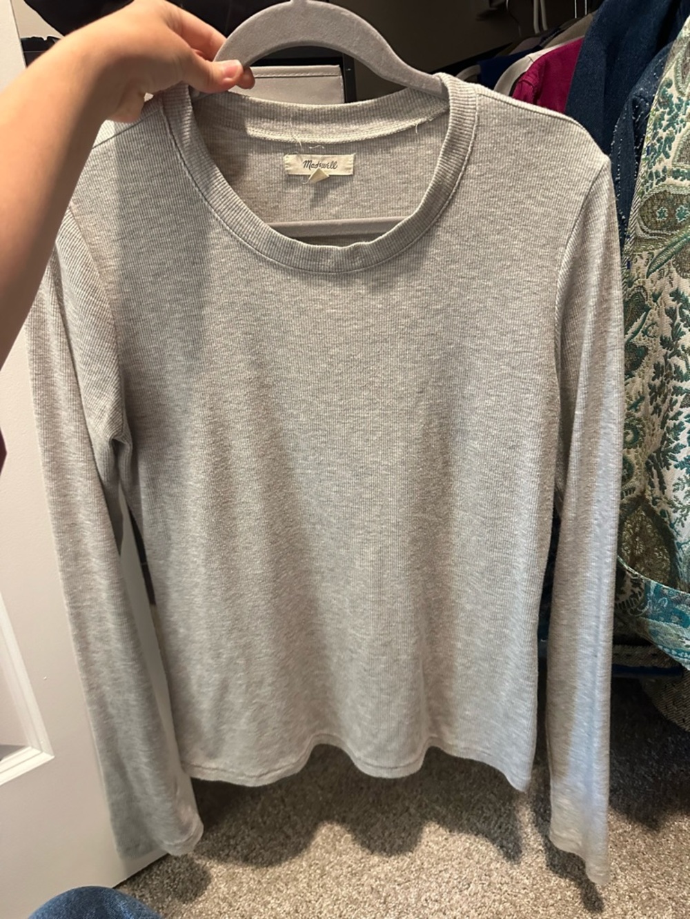 Madewell Heather Gray Long-Sleeve Crew Tee